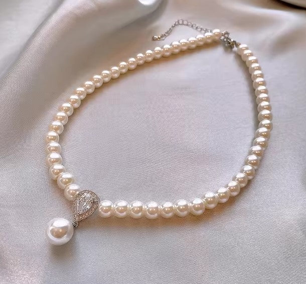 Pearl Zircon Pendant Water Drop Necklace
