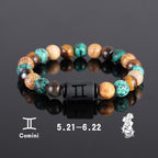 Olivenorma Tiger Eye Bronzite Beaded Zodiac Pendant Bracelet