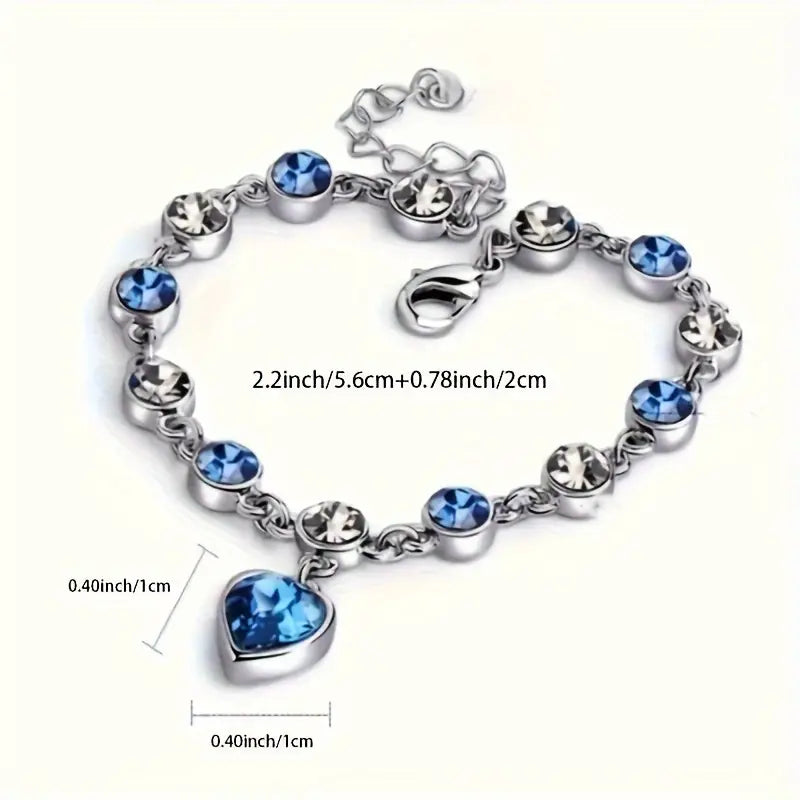 Radiant Ocean Blue Heart Bracelet