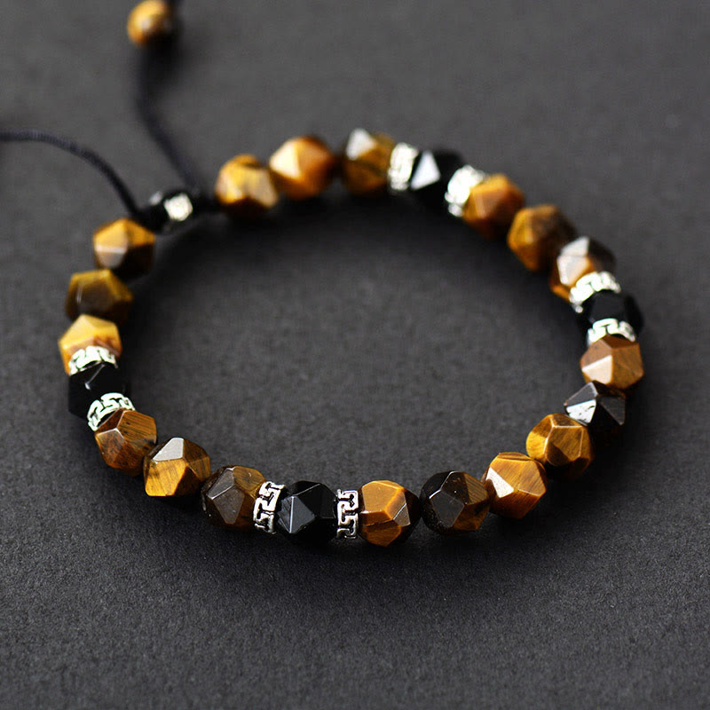 Olivenorma Vintage Tiger Eye Stone Black Onyx Adjustable Bracelet