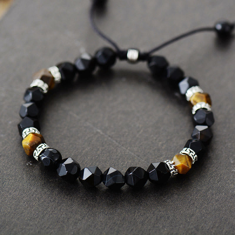 Olivenorma Vintage Tiger Eye Stone Black Onyx Adjustable Bracelet