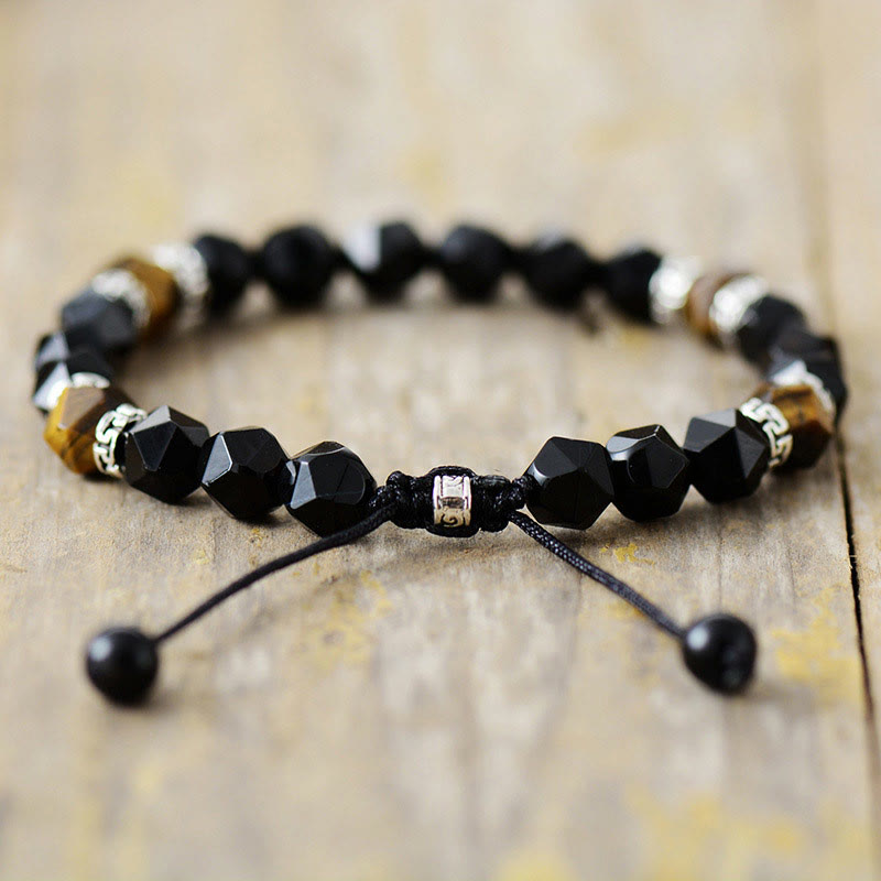 Olivenorma Vintage Tiger Eye Stone Black Onyx Adjustable Bracelet