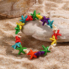 Olivenorma White Turquoise Starfish Turtle Pendant Beach Bracelet