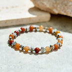 Olivenorma Sun Stone Sandstone Metal Cross Beads Bracelet