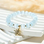 Olivenorma White Cat's Eye Stone Beads Bracelet