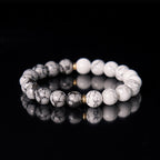 Olivenorma White Turquoise Snowflake Obsidian Beads Bracelet