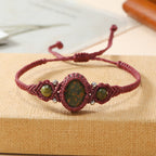 Olivenorma Woven Wrapped Oval Cut Crystal Braided Bracelet