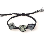 Olivenorma Three Raw Stones Net Bag Crystal Braided Bracelet