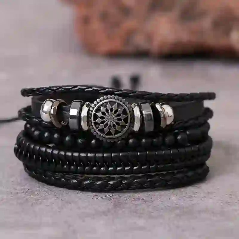 Olivenorma Vintage Pu Leather Beads Multilayer Bracelet