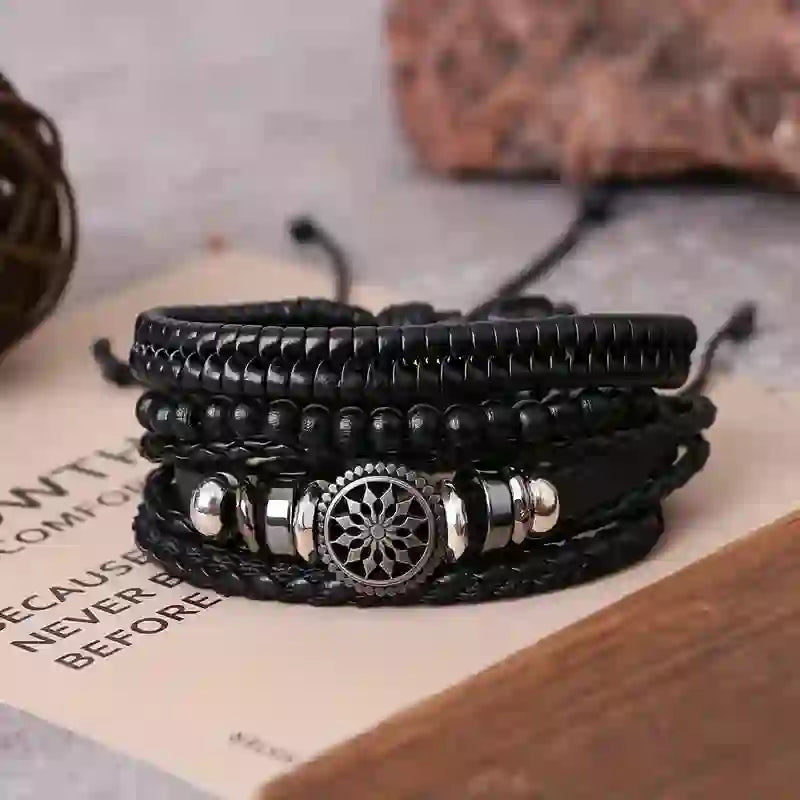 Olivenorma Vintage Pu Leather Beads Multilayer Bracelet