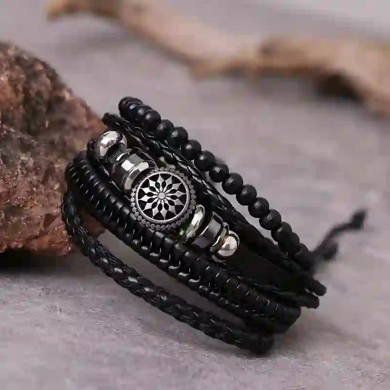 Olivenorma Vintage Pu Leather Beads Multilayer Bracelet