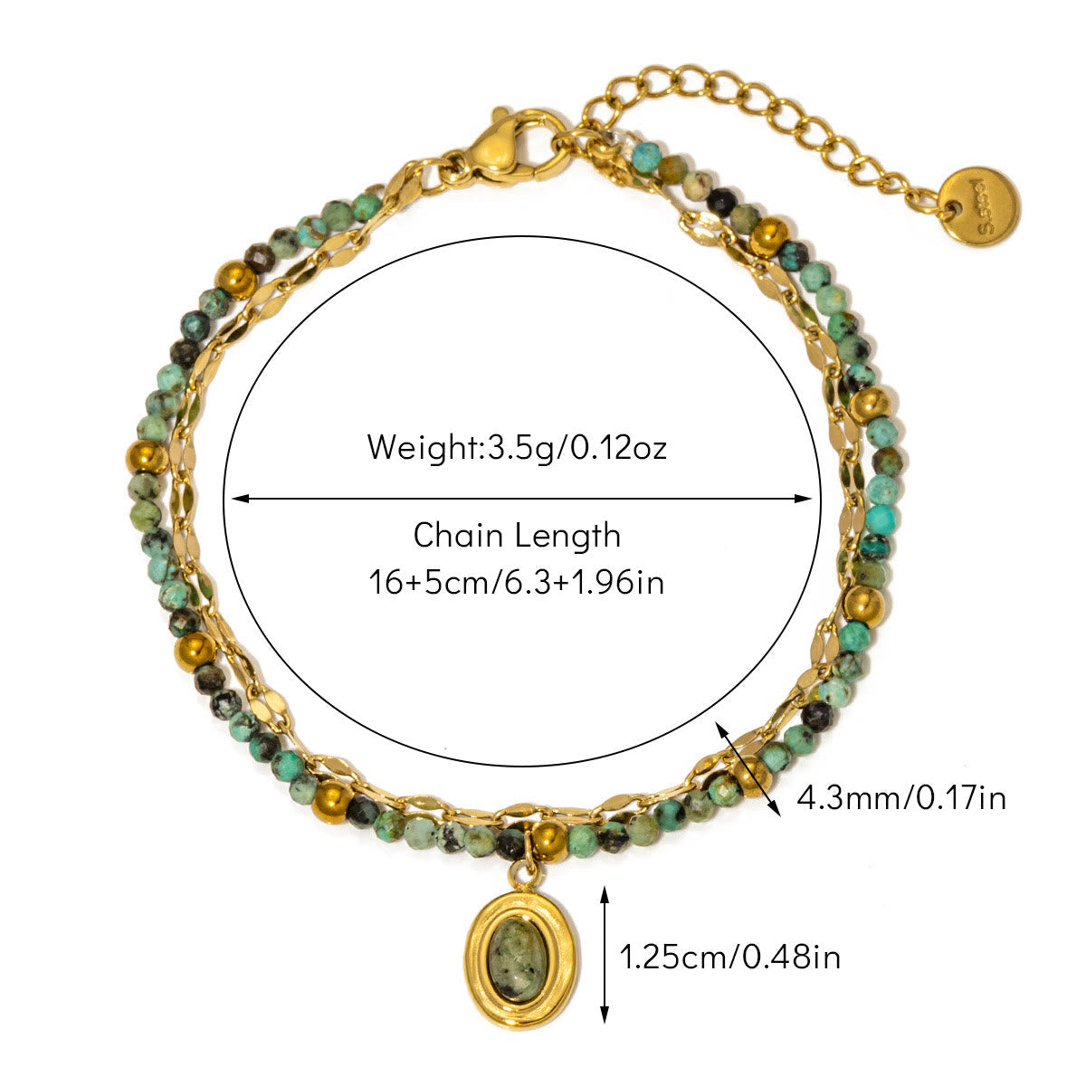 Olivenorma Vintage Natural Stone Alloy Beads Bracelet