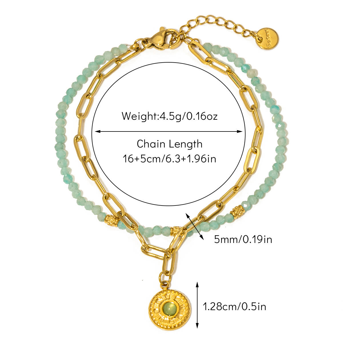 Olivenorma Vintage Natural Stone Alloy Beads Bracelet