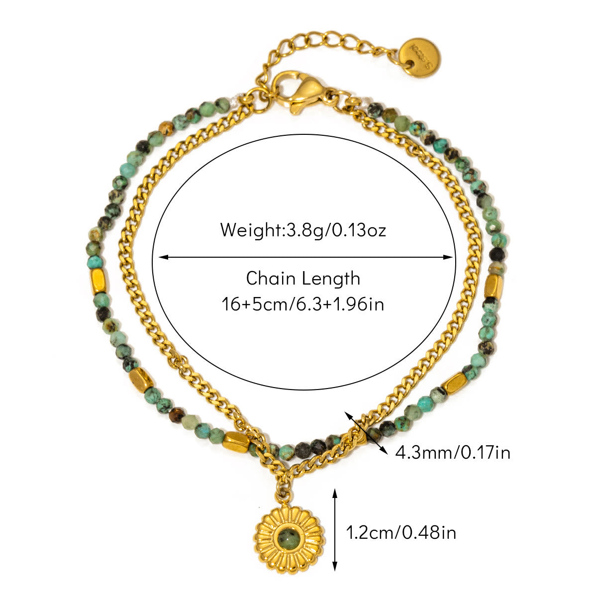 Olivenorma Vintage Natural Stone Alloy Beads Bracelet