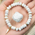Olivenorma White Turquoise Roller Beads Triangular Pendant Bracelet