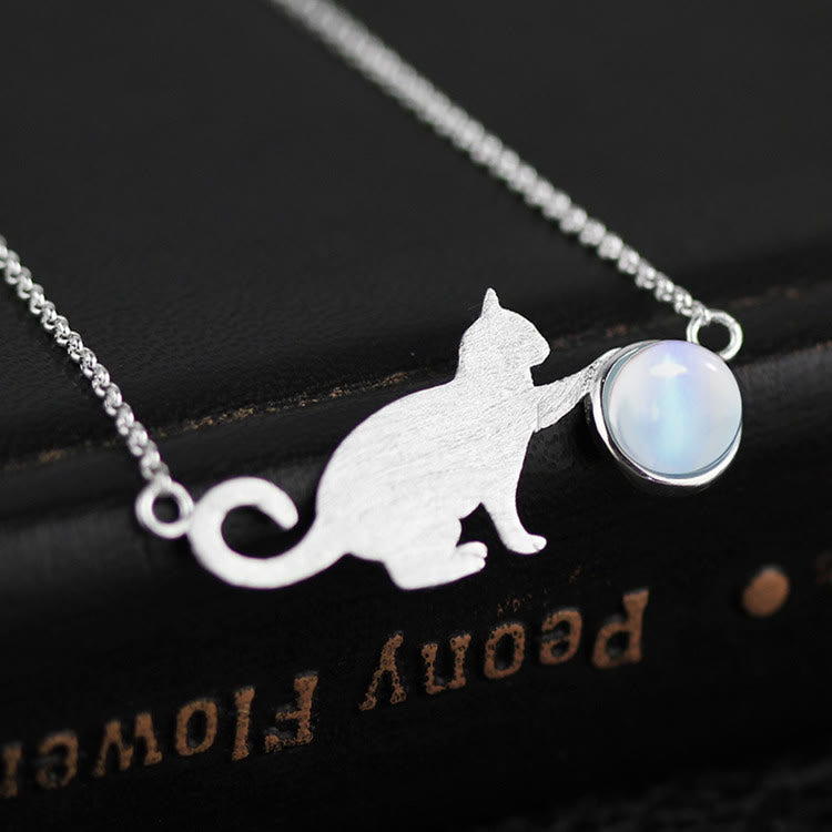 Olivenorma Silver Cat Moonstone Pendant Bracelet