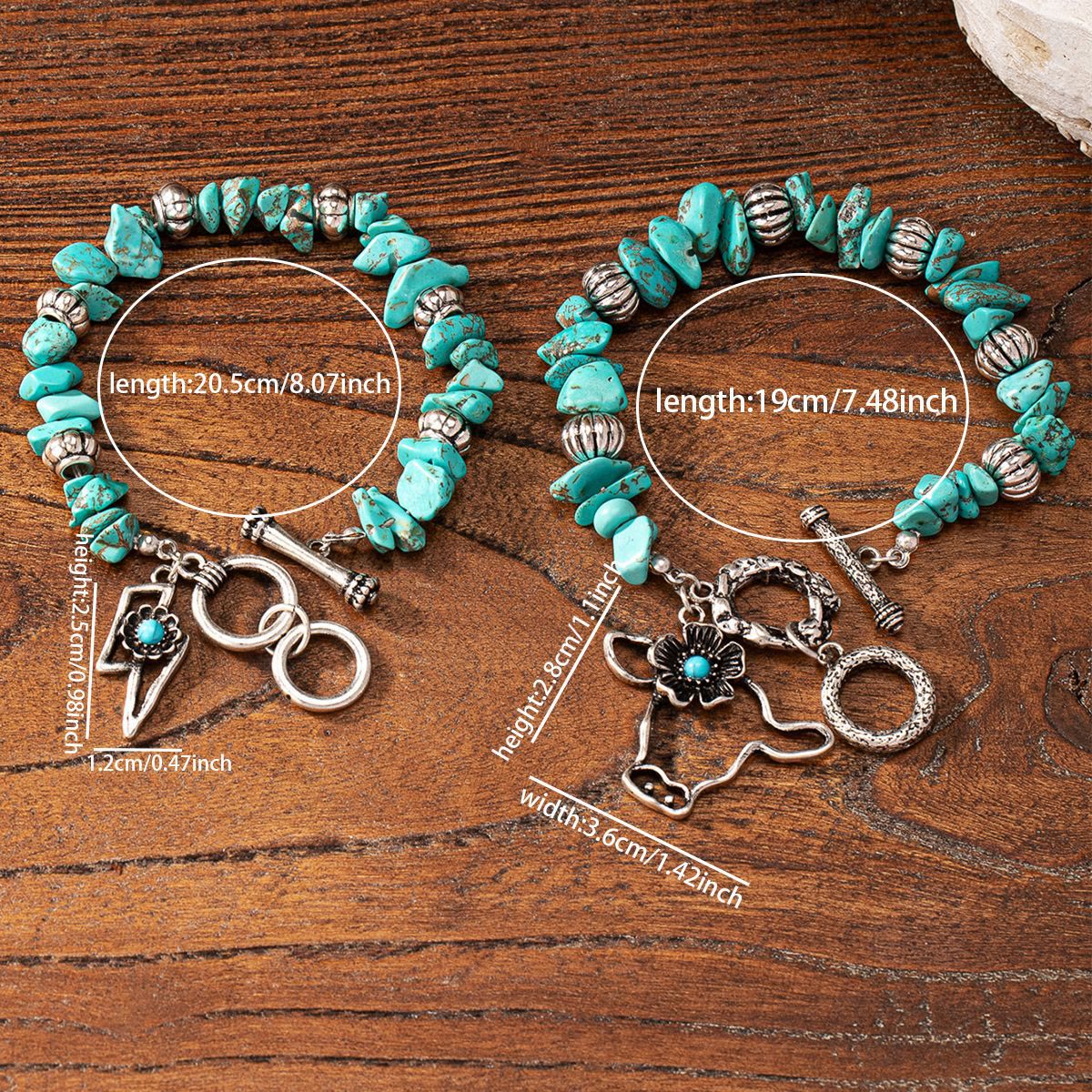Olivenorma Vintage Natural Turquoise Bull Head Pendant Bracelet
