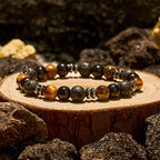 Olivenorma Tiger Eye Obsidian Hematite Roller Bead Bracelet