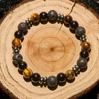 Olivenorma Tiger Eye Obsidian Hematite Roller Bead Bracelet