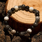 Olivenorma Tiger Eye Obsidian Hematite Roller Bead Bracelet