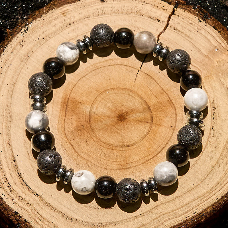 Olivenorma Tiger Eye Obsidian Hematite Roller Bead Bracelet