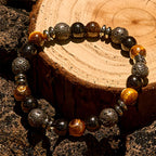 Olivenorma Tiger Eye Obsidian Hematite Roller Bead Bracelet
