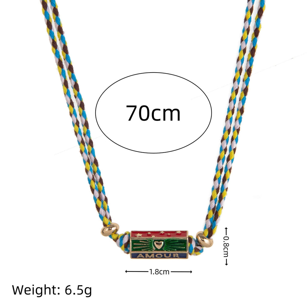 Olivenorma Tribal Tarot Featuring Letter Charm Braided Rope Necklace Bracelet