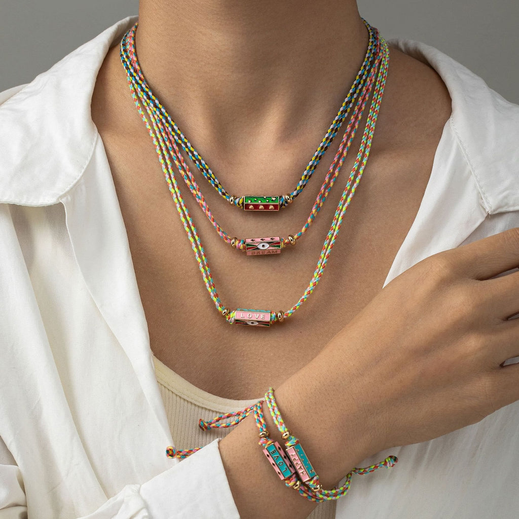 Olivenorma Tribal Tarot Featuring Letter Charm Braided Rope Necklace Bracelet