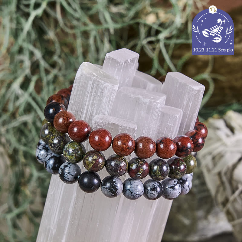 Olivenorma Scorpio - Oct 23 - Nov 21 - Zodiac Astrology Crystal Bracelet Set
