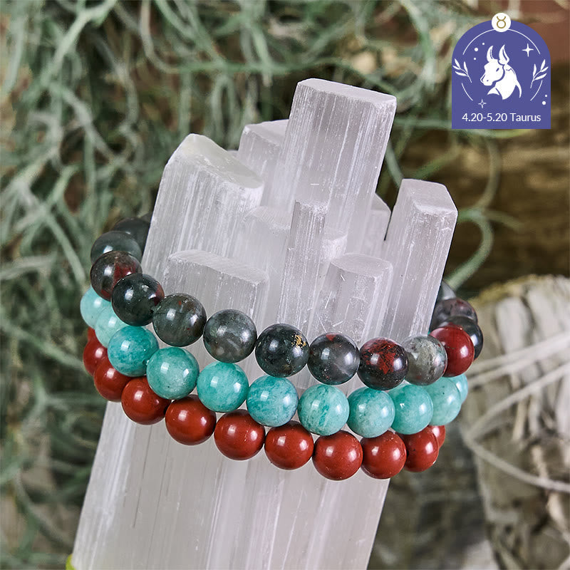 Olivenorma Taurus - Apr 20 - May 20 - Zodiac Astrology Crystal Bracelet Set