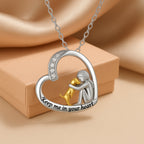925 Silver Necklace with Heart & Dog Motif