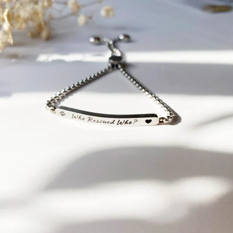 Who Rescued Who Bar Bracelet