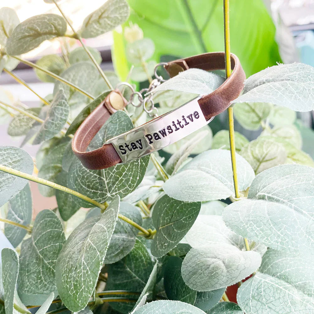Stay Pawsitive Leather Bracelet