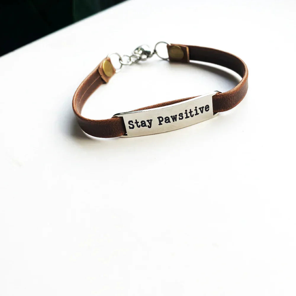 Stay Pawsitive Leather Bracelet