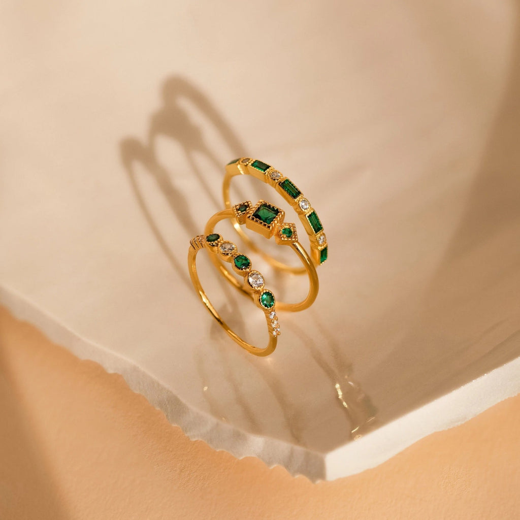 Alex - Unique Inlaid Zirconia Ring Set