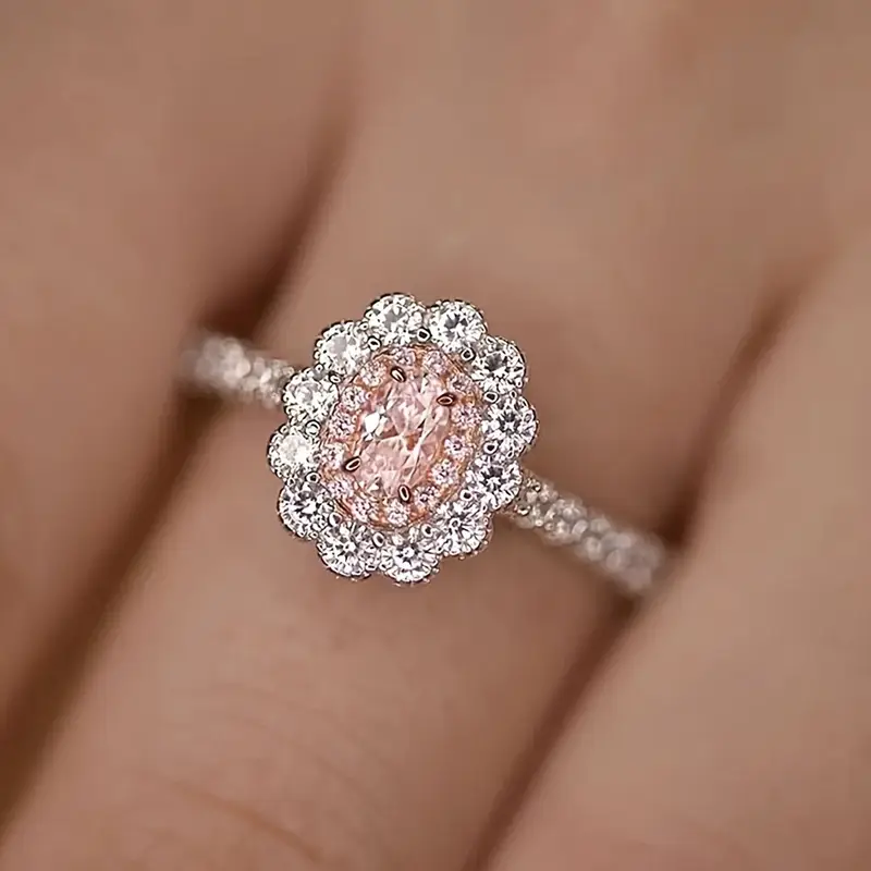 Elegant Pink Rounded Zirconia Ring