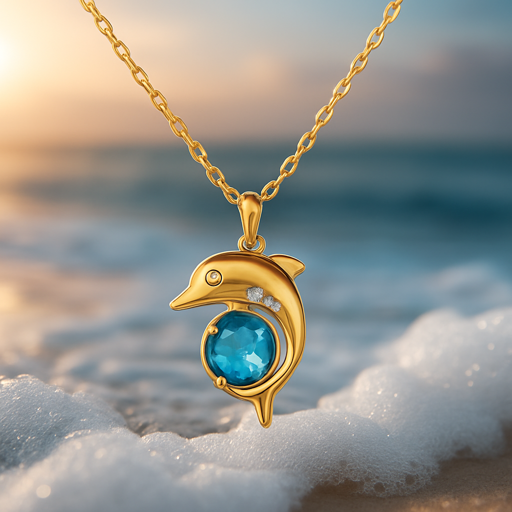 Crystal Golden Dolphin Necklace