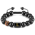 Olivenorma Tiger Eye With Black Onyx Healing Letter Bracelet