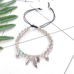 Olivenorma Turquoise Silver Color Leaf Double Layer Bracelet Anklet
