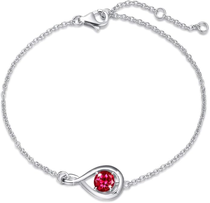 White Gold Ruby Infinity Bracelet