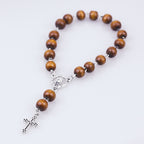 Olivenorma Wooden Beads Christianity Virgin Mary Cross Rosary Bracelet