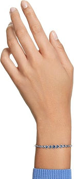 Round Cut Sapphire Tennis Bracelet | White Gold