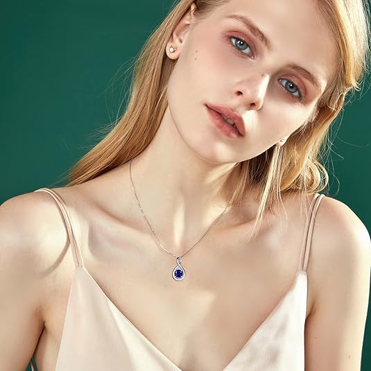 White Gold Sapphire Infinity Pendant Necklace
