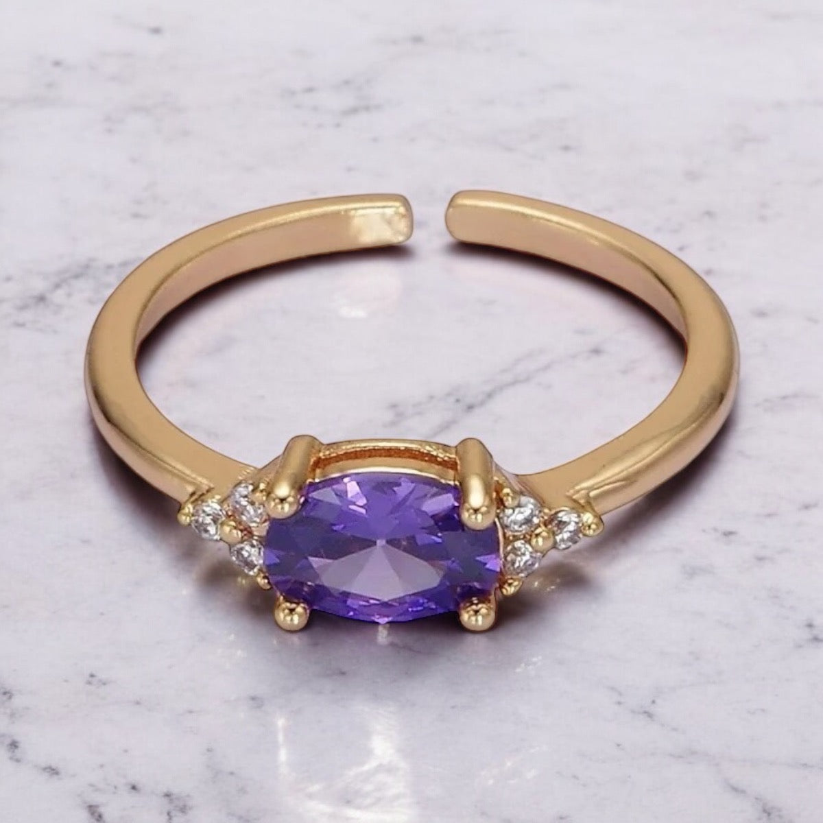 Adjustable Solitaire Birthstone Ring