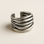 925 Sterling Silver Adjustable Layered Ring