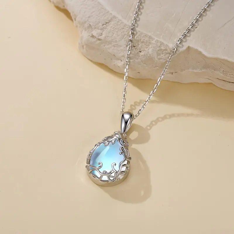 Vintage White Blue Crystal Drop Necklace