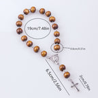 Olivenorma Wooden Beads Christianity Virgin Mary Cross Rosary Bracelet