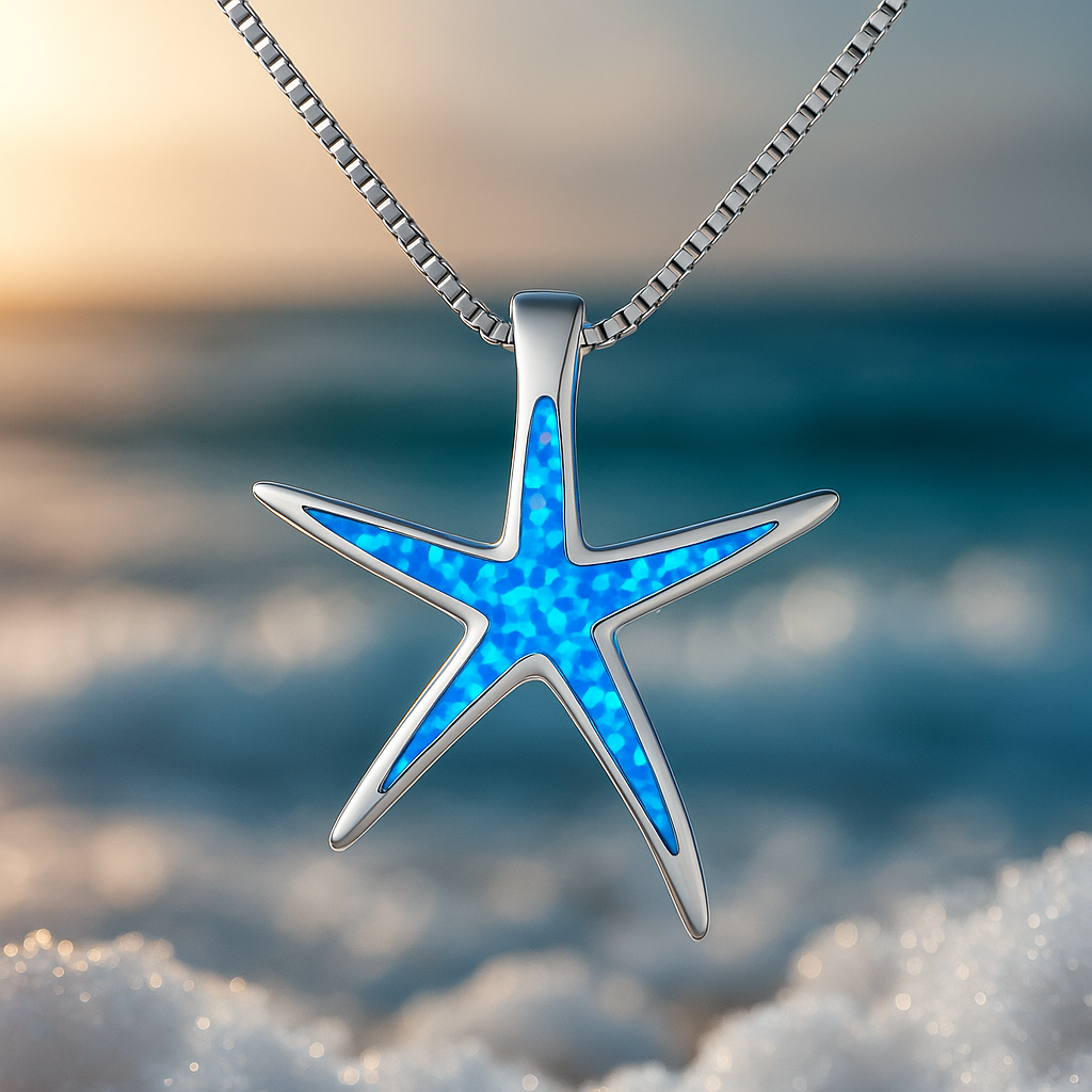 Blue Opal Starfish Necklace