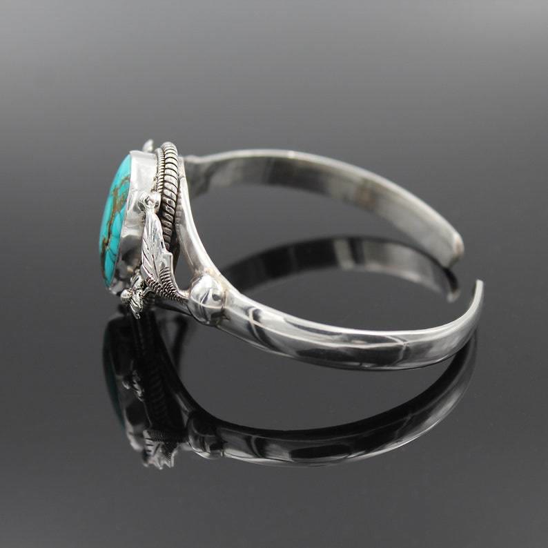 Olivenorma Vintage Engraved Flower Turquoise Bracelet