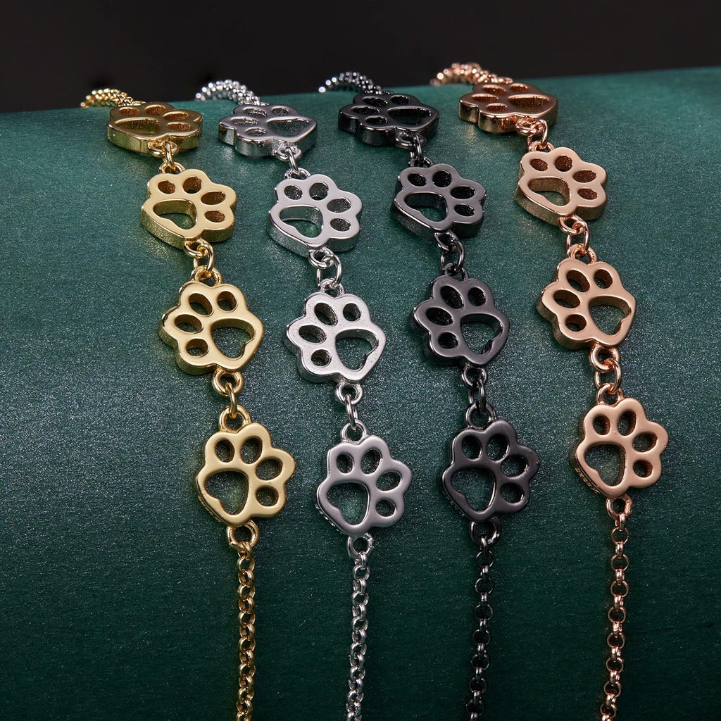 Sterling Silver Paw Print Bracelet